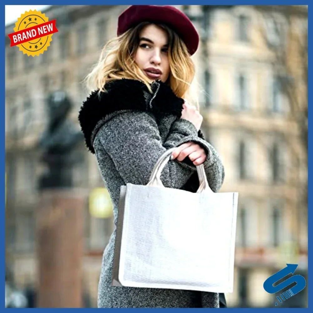 Natural Jute Canvas Tote Bags Reusable Eco-Friendly Grocery Shopping Bags